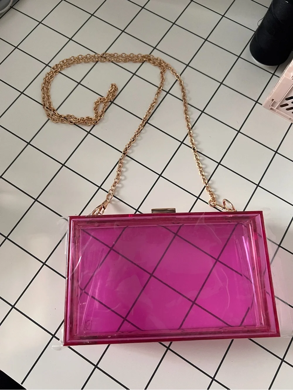 Clear Pink Acrylic clutch Bag